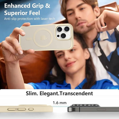 MOCCA Strong Magnetic for iPhone 15 Pro Case, [Compatible with Magsafe][13FT Military Drop Protection] Slim Translucent Matte Shockproof Case for iPhone 15 Pro Phone Case 6.1'', Light Gold