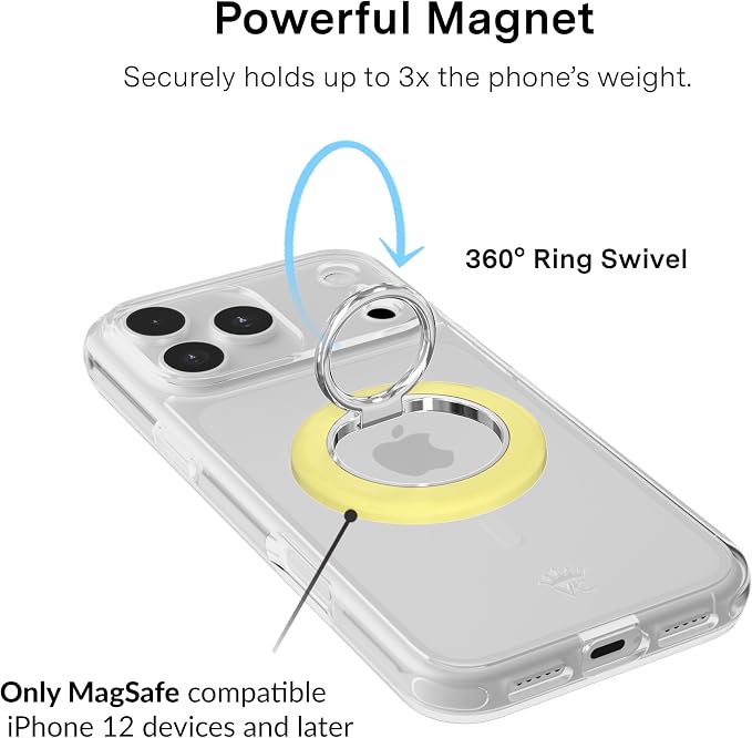 VELVET CAVIAR Compatible with MagSafe Phone Grip 2.0 | Cute Magnetic Ring Holder | Finger Loop Kickstand | Pop On Accessory for iPhone 17, 16, 15, 14, 13, 12 | Butter Yellow