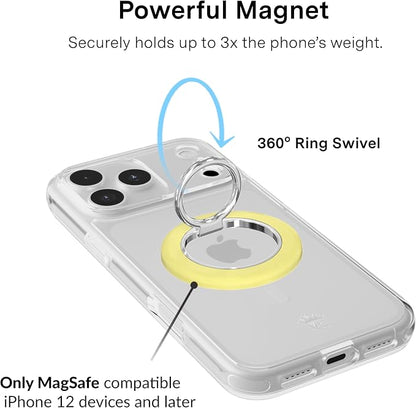 VELVET CAVIAR Compatible with MagSafe Phone Grip 2.0 | Cute Magnetic Ring Holder | Finger Loop Kickstand | Pop On Accessory for iPhone 17, 16, 15, 14, 13, 12 | Butter Yellow
