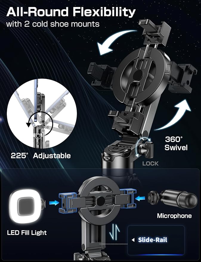 Selfie Stick for iPhone, Mini Tripod for MagSafe, Portable 4-in-1 Phone Tripod Stand with Remote & Cold shoe Mounts, Fit All 4.7" to 7" Phones for Travel Vlog Photography Video Recording