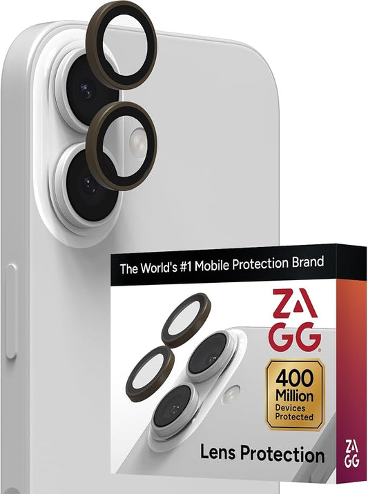 ZAGG iPhone Camera Lens Protector for iPhone 17/16/ 16 Plus - Beige Sandstone, Camera Ring, Maximum Impact & Scratch Protection, Anti-Reflective Technology, Smudge-Resistant, Precise Fit, Glass Elite