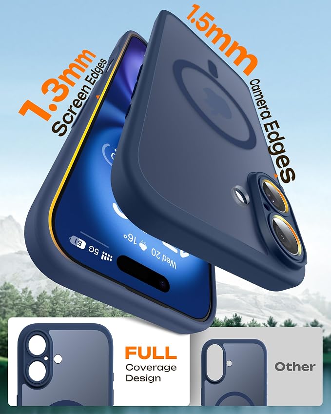 TOCOL for Phone 16 Case, Compatible with Magsafe Charger, Full Camera Protection, Drop Protection, Translucent Matte Phone Case for iPhone 16 6.1 inch (Dark Blue)