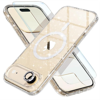 Choiche Magnetic for iPhone 17 Air Case Compatible with MagSafe, Women Cute Glitter Sparkly Phone Case with Diamond Camera Lens Protectors, Military-Grade Drop Protection 6.5" (Clear)