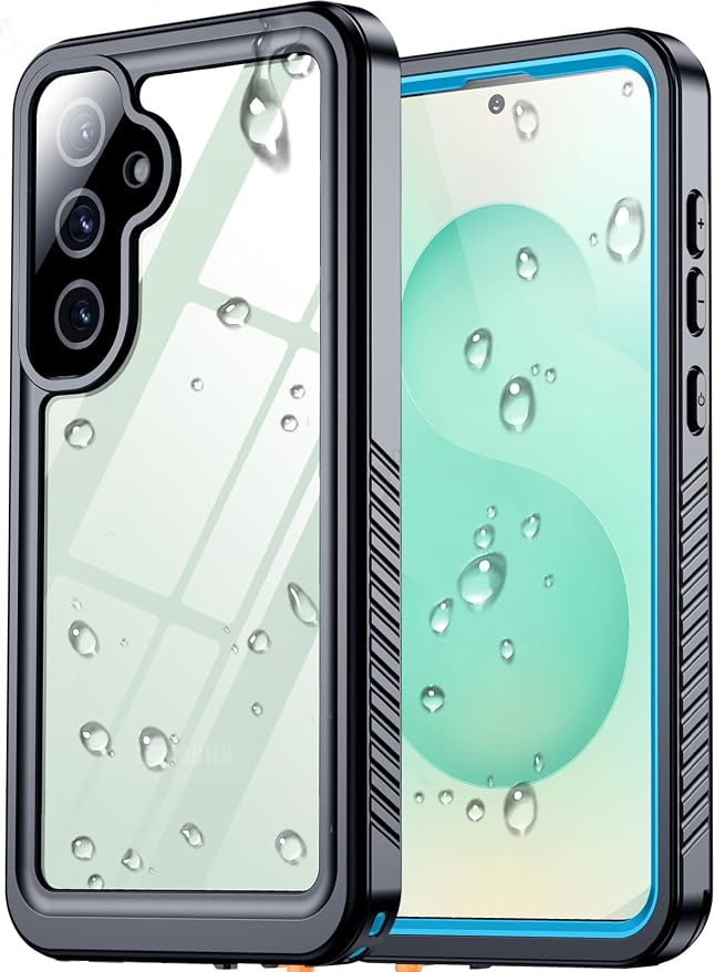 SPIDERCASE Upgraded for Samsung Galaxy S25 Plus Case Waterproof,Built-in Screen & Camera Lens Protector[IP68 Underwater] [Military Grade Shockproof] Full Body Protection Phone Case,Blue/Clear