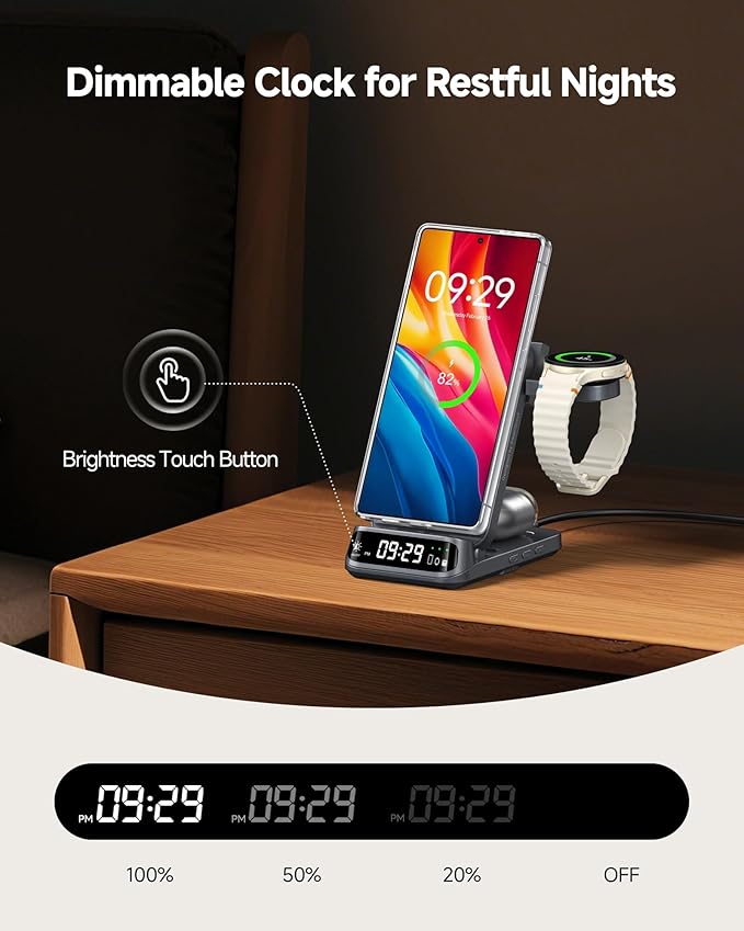Magnetic Wireless Charging Station for Samsung, 3-in-1 Foldable Fast Charger for Galaxy S26/S25/S24/S23/Z Fold & Flip 7/6/5, Galaxy Watch 8/7/6/5 Pro/Ultra & Buds, SwanScout 708SM (Need Magnetic Case)