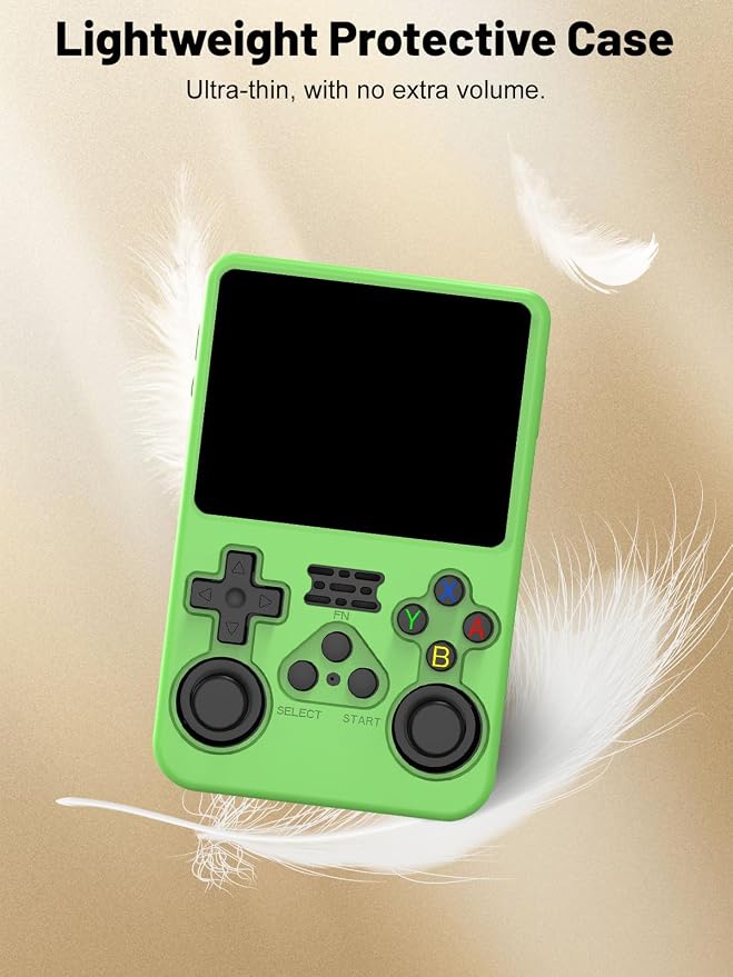 Silicone Protective Case for Anbernic R36S Game Console, Full-Body Protective Cover with Precise Cutout, Shockproof Dustproof Protector Sleeve & Scratch-Resistant Sleeve (Green)