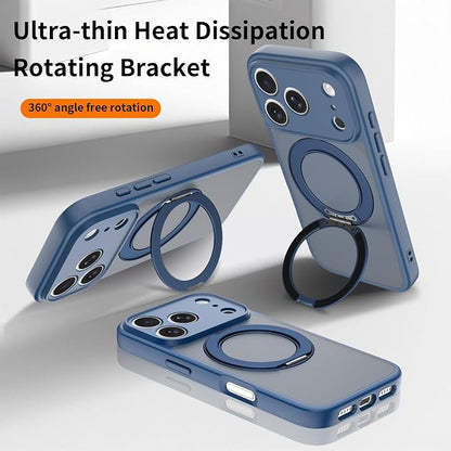 Magnetic iPhone Case [Compatible with MagSafe], Shockproof Translucent Matte Phone Case for iPhone 17 Pro, Anti-Fingerprint, Oil Resistant(with 360° Rotatable Ring Holder Stand) (Blue, iPhone 17 Pro)
