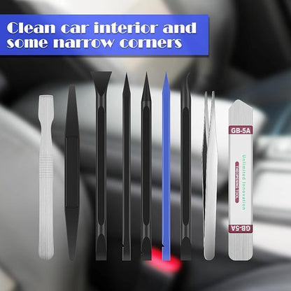 9 Pcs Plastic Scraper Crevice Cleaning Tool Ticket Scratcher Tool Carbon Fiber Non-scratch Scraper for Removing Stickers, Labels, Oil Stains, Food, Dirt