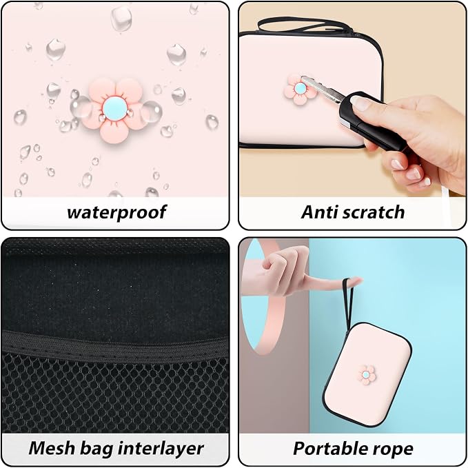 CameCosy DIY Phone Charger Case Storage Sets Cable Protector Earphone Wire Saver with Lovely Travel Storage Bag, Cute Cable Charger Protector Cord Organizer for iPhone (Pink Flower)