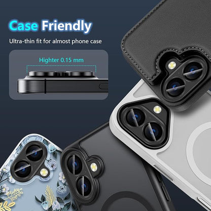AFARER Lens Protector for iPhone 17/16/16Plus [Original Shooting Model][Strong Adsorption] Shatterproof Ultra HD Tempered Glass Rear Camera Screen Cover,Case Friendly,Colorful,1 Set