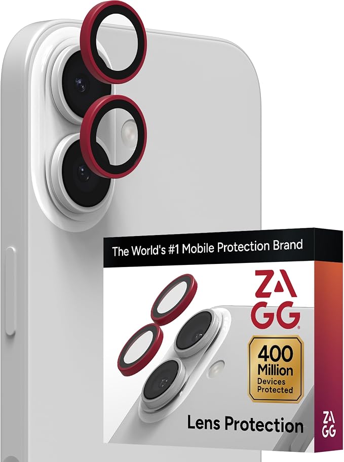 ZAGG iPhone Camera Lens Protector for iPhone 17/16/ 16 Plus - Pink, Camera Ring, Maximum Impact & Scratch Protection, Anti-Reflective Technology, Smudge-Resistant, Precise Fit, Glass Elite