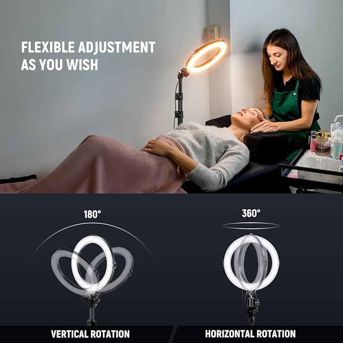 NEEWER Basics 8" RGB LED Ring Light with Tripod Stand, 7 Modes/3200-6500K/10 Dimming Levels, Phone Holder Selfie Ringlight Lighting for iPhone TikTok Vlog Makeup Video Recording Streaming, R08