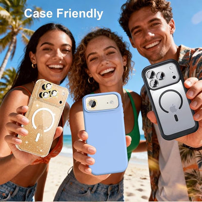 Compatible for iPhone Air Camera Lens Protector Bling, Cute Sparkle Glitter Camera Cover for Women, Individual Ring, Anti-Scratch 2 Pack Protectors for 17 Air (1 Rugular Use + 1 Extra), Light Gold