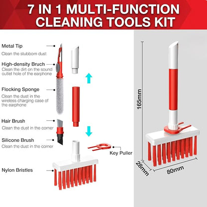Soft Brush Keyboard Cleaner, Computer Cleaning Tool Kit, 7 in 1 Multipurpose Corner Slit Duster Keycap Puller and Soft Microfiber Brush for Bluetooth Headset Lego Airpods Laptop Camera Lens