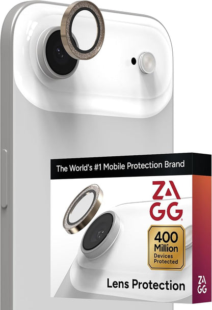 ZAGG iPhone Camera Lens Protector for iPhone Air - Gold Glitter, Camera Ring, Maximum Impact & Scratch Protection, Anti-Reflective Technology, Smudge-Resistant, Precise Fit, Glass Elite
