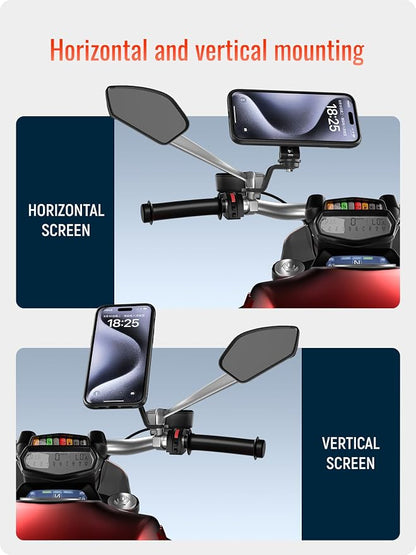 sincetop Motorcycle Rearview Mirror Phone Mount - Series Q [ Quad ] - Motorbike Phone Holder,Quick Release Aluminum Moto ATV Scooter Cell Phone Stand