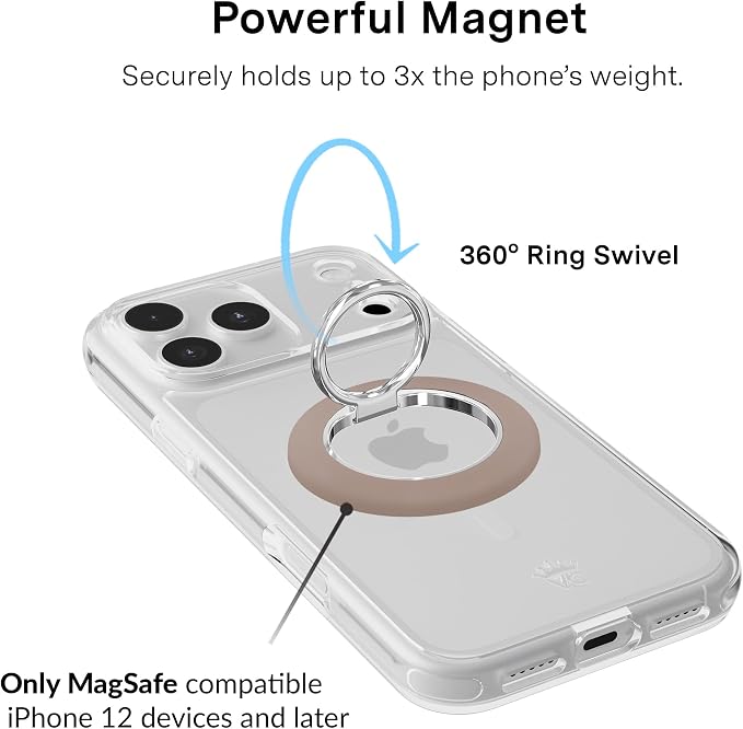 VELVET CAVIAR Compatible with MagSafe Phone Grip 2.0 | Cute Magnetic Ring Holder | Finger Loop Kickstand | Pop On Accessory for iPhone 17, 16, 15, 14, 13, 12 | Cashmere Taupe