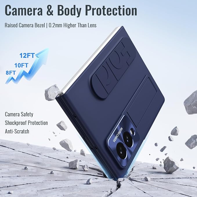 for Samsung Galaxy Z Fold 8 Case with Wristband Stand, Built-in Screen & Lens Protection Shockproof Full Body Drop Fall Protection.(Blue)