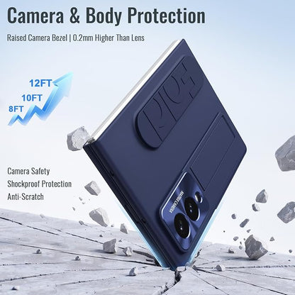 for Samsung Galaxy Z Fold 8 Case with Wristband Stand, Built-in Screen & Lens Protection Shockproof Full Body Drop Fall Protection.(Blue)