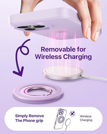 andobil [2026 3rd Gen] Magnetic Phone Grip for MagSafe [360° Rotatable & Ultra-Stable] Two-Sided Magnet Cell Phone Ring Holder Compatible with MagSafe Accessories, iPhone 17 Air 16 15 Pro Max, Purple