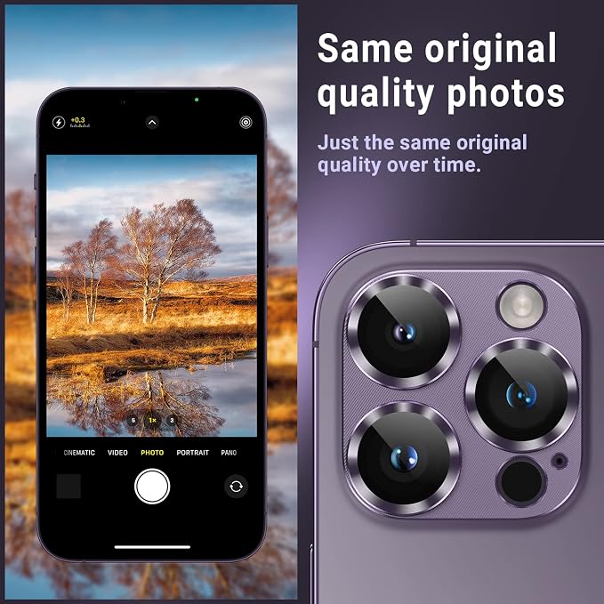 Korecase 2 Pack Compatible with iPhone 14 Pro/iPhone 14 Pro Max Metal Camera Lens Protector Tempered Glass Cover, Strong Adhesion, 9H Hardness Anti-Scratch Camera Rear Lens Film - Red
