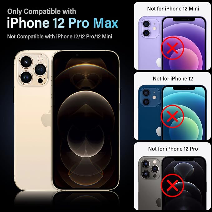 Uyiton for iPhone 12 Pro Max Camera Lens Protector, [Drop Protection][Strong Adsorption] 9H Tempered Glass Camera Cover Screen Metal Ring Case Friendly Scratch Resistant Easy to Install - Gold