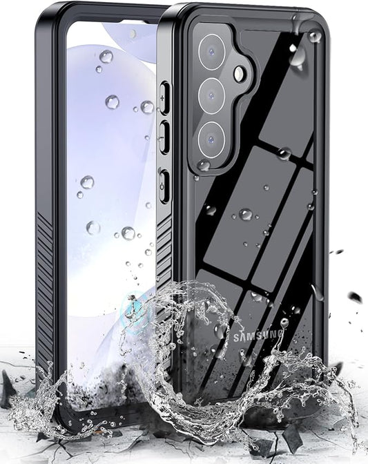 Hualele Galaxy S25 Case Waterproof, Built in Lens & Screen Protector Rugged Full Body Heavy Duty Protective Shockproof IP68 Underwater Case for Samsung Galaxy S25 Black/Clear