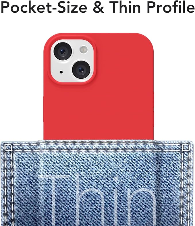 for iPhone 15 Case Silicone Compatible with Magsafe Case, Ultra Slim Thin Magnetic Phone Cases Mag Safe, Cute Soft Rubber Gel TPU Matte Plain Wireless Charging Cover for Women, Red