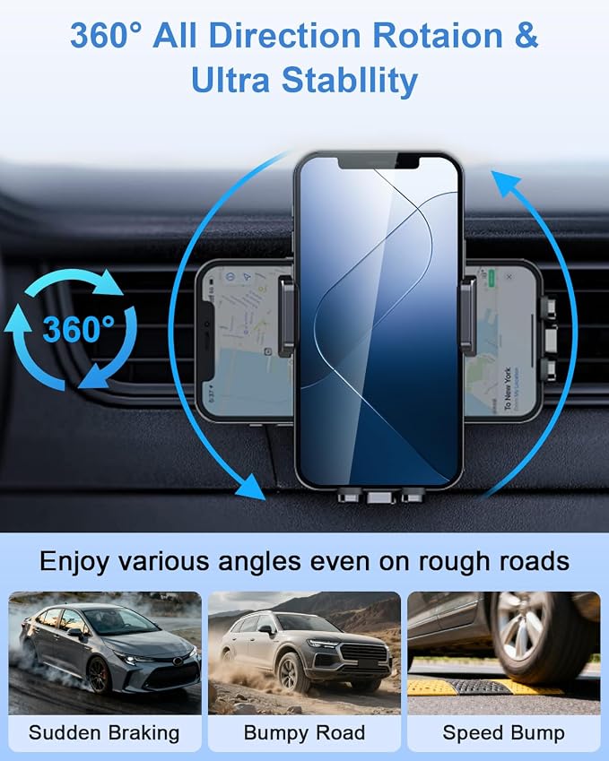 PZK Car Phone Holder Mount Super Stable Air Vent Auto Lock One Button Release Phone Holders for Your Car Mount Automobile Hands Free for iPhone
