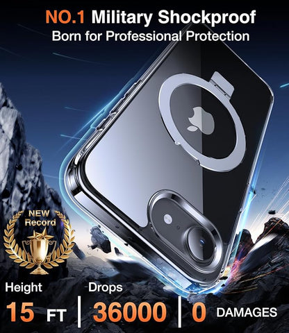 Chicfun 3-in-1 [Magnetic+Kickstand+Ring Holder] for iPhone 17e Case & iPhone 16e case with Stand Compatible with MagSafe, Military Shockproof Protective iPhone 17e Phone Case Kickstand Cover Clear