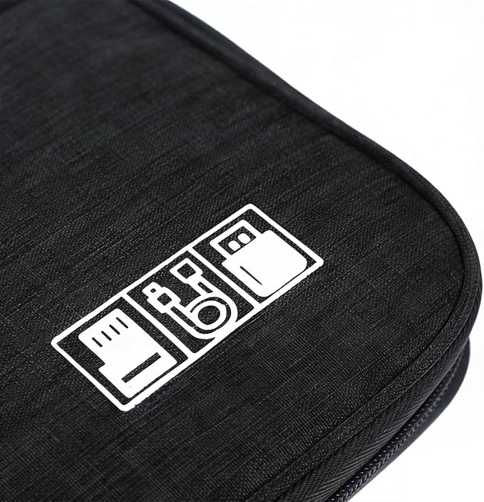 Yamrots Travel Cable Organizer, Electronic Organizer Travel Case, Portable Storage Bag for SD Card, Charger, Power Bank, Earphone (Black)