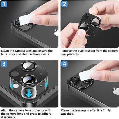 Korecase Camera Lens Protector for iPhone 14 /iPhone 14 Plus Metal Tempered Glass Camera Cover Film, Rear Lens Case Friendly for iPhone 14 /iPhone 14 Plus (Silver)