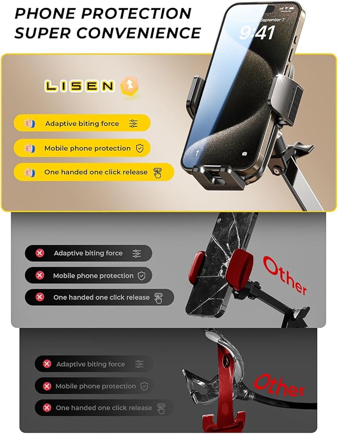 LISEN Gooseneck Phone Holder for Bed Desk [3rd Upgrade] Cell Phone Stand for Desk Bed Gaming Accessories,Gifts for Men Senior Kids Tech Mount for Recording Filming Laying Down Flexible Magic Arm Clamp