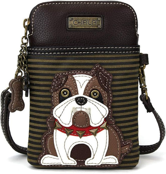CHALA Dog Collection Cell Phone Crossbody Purse-Women PU Leather/Canvas Multicolor Handbag with Adjustable Strap
