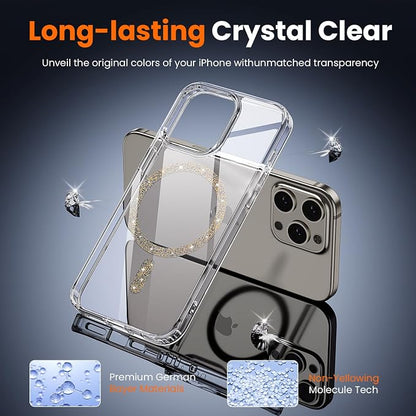 3 in 1 for iPhone 15 Pro Case Clear, Not Yellowing, Screen Protector*1 Camera Lens Protector*1, Military-Grade Protection for iPhone 15 Pro Phone Case 6.1 inch Clear Colored mag-Ring