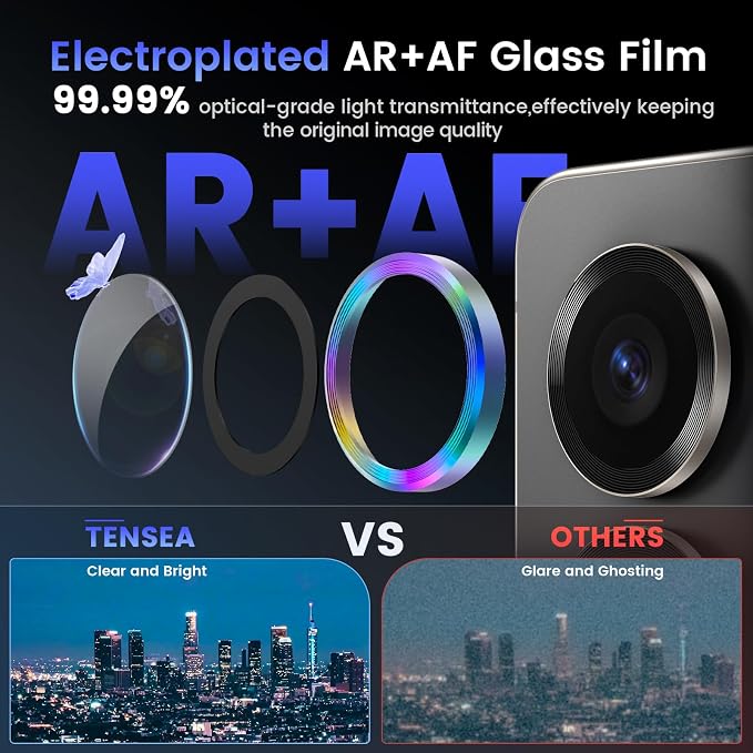 Tensea (3+2PCS Compatible with Samsung Galaxy S25 Ultra Camera Lens Protector, 9H Tempered Glass Camera Cover Screen Protector Metal Individual Ring [Installation Tray][Case Friendly]