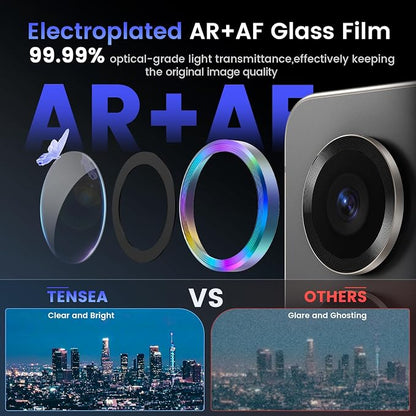 Tensea (3+2PCS Compatible with Samsung Galaxy S25 Ultra Camera Lens Protector, 9H Tempered Glass Camera Cover Screen Protector Metal Individual Ring [Installation Tray][Case Friendly]