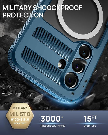 Lanhiem Magnetic for Samsung Galaxy S26 Case, IP68 Waterproof Dustproof Case, [Compatible with Magsafe] [Built-in Screen Protector] Full Body Heavy Duty Rugged Phone Cover 6.3 inch, Blue