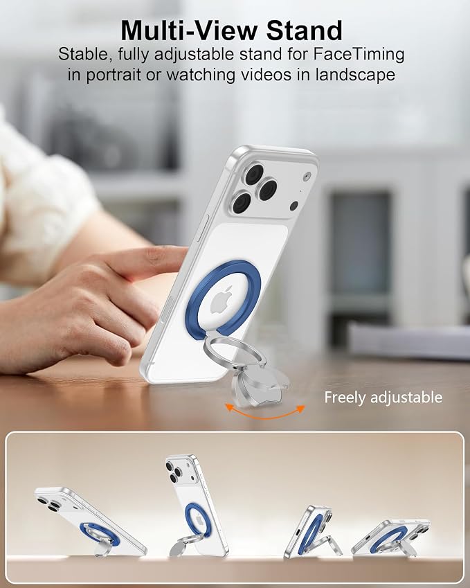 Magnetic Phone Holder 2-in-1 Foldable Gym Grip for iPhone 17e 17 Pro Max 16e 16 Plus 15 14 Galaxy S26 S25 Edge S24 Ultra Z Flip7 Two-Sided Magsafe Pop-Style Phone Stand for Mag Car Mount & Phone Case