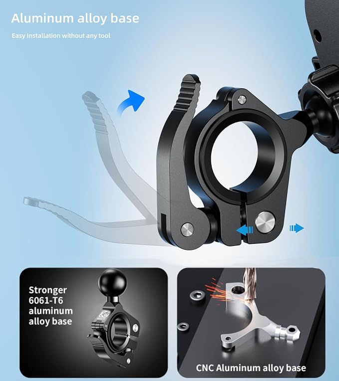 Kewig Bike Phone Mount Holder, Motorcycle Phone Mount [1s Lock] [One Hand Operation], Bicycle Scooter Handlebar Cradle Clip for 4.0-7" Phone