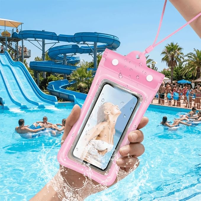 Floating Waterproof Phone Case Full View Swimming Bag Transparent Dry Cover for Underwater Snow Rainforest Use(Dark Blue)