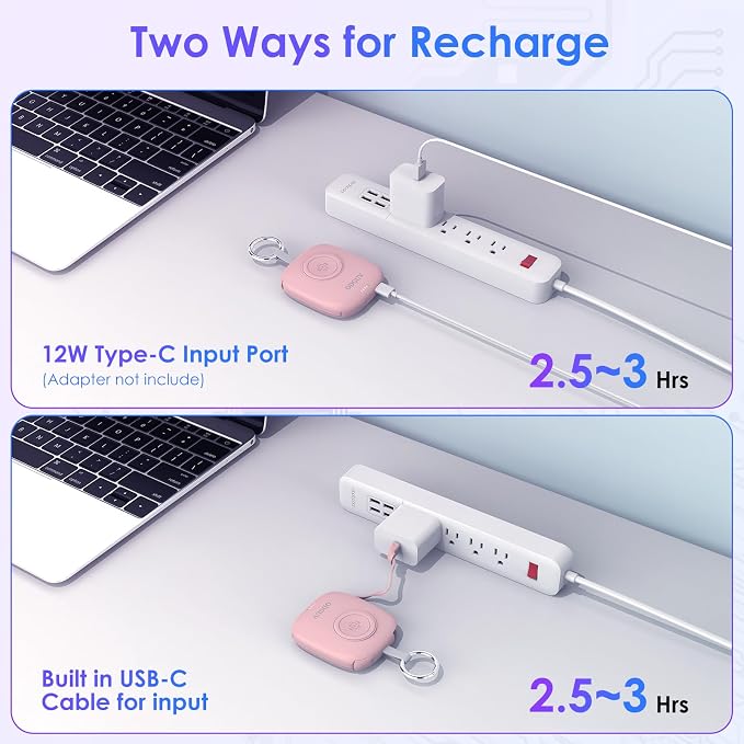 Small Portable Charger 5000mAh,iWatch Wireless Charger Mini Power Bank with Built-in Cable,Travel Keychain Charger for Apple Watch 11/10/9/8/Ultra/7/6/Se/5/4,iPhone 17/16/15/14/13/12,Android Phone