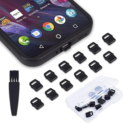 12PACK USB C Anti Dust Plug with Easy-Grip Tab Compatible with iPhone 17 16E 15 16 Plus Pro Max Samsung Galaxy S24-S8, A54, Google Pixel 8 7, Cell Phone Dust Cover for All USB Type-C Ports