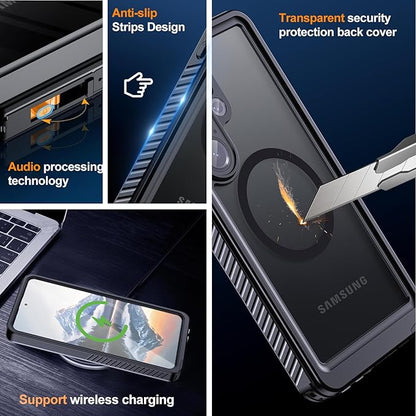 Hualele for Samsung Galaxy S26 Ultra Case Waterproof, Compatible with MagSafe, Built in Lens & Screen Protector Rugged Full Body Protection IP68 Underwater Cover Case for Galaxy S26 Ultra 5G Black