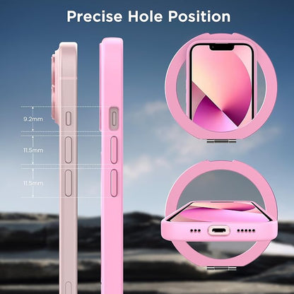 CACOE Magnetic Case for iPhone 13/14 6.1 inch with 360 Rotatable Ring Stand, Compatible with MagSafe Car Phone Mount, Cases Cover Phone Holder for Desk Meeting/Videos Pink