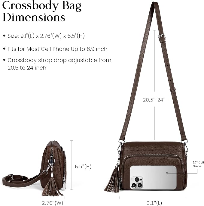 befen Genuine Leather Crossbody Purses for Women Small Crossbody Bags Purse with Built in RFID Blocking Wallet