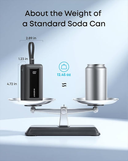 Anker Zolo Power Bank, 20,000mAh 45W Max Fast Portable Charger with Built-in USB-C Cable, USB C&A, 40W Battery Pack for iPhone 17 Series, MacBook, Samsung, and More (Charger Not Included)