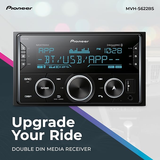Pioneer MVH-S622BS Double Din Bluetooth Car Stereo with USB/AUX Inputs, Pioneer Smart Sync, and Hands-Free Calling for Enhanced in-Car Audio Experience
