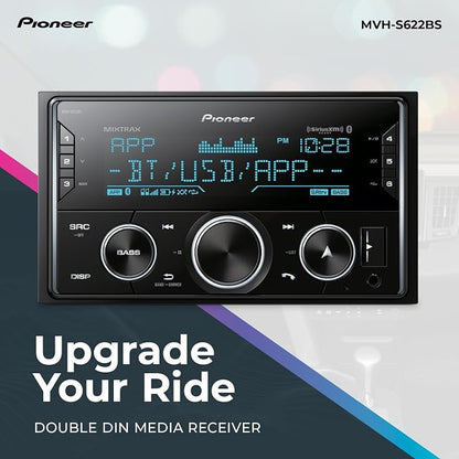 Pioneer MVH-S622BS Double Din Bluetooth Car Stereo with USB/AUX Inputs, Pioneer Smart Sync, and Hands-Free Calling for Enhanced in-Car Audio Experience