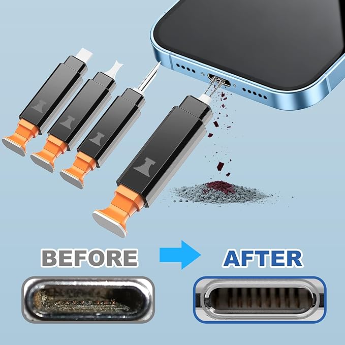 13-in-1 for iPhone Cleaning Kit Charging Port Cleaner- Multi-Tool Phone Cleaner for Repair iPhone AirPods Pro iPad (Type C) Charging Port Speaker, Lightning Cables, Connectors with Portable Case